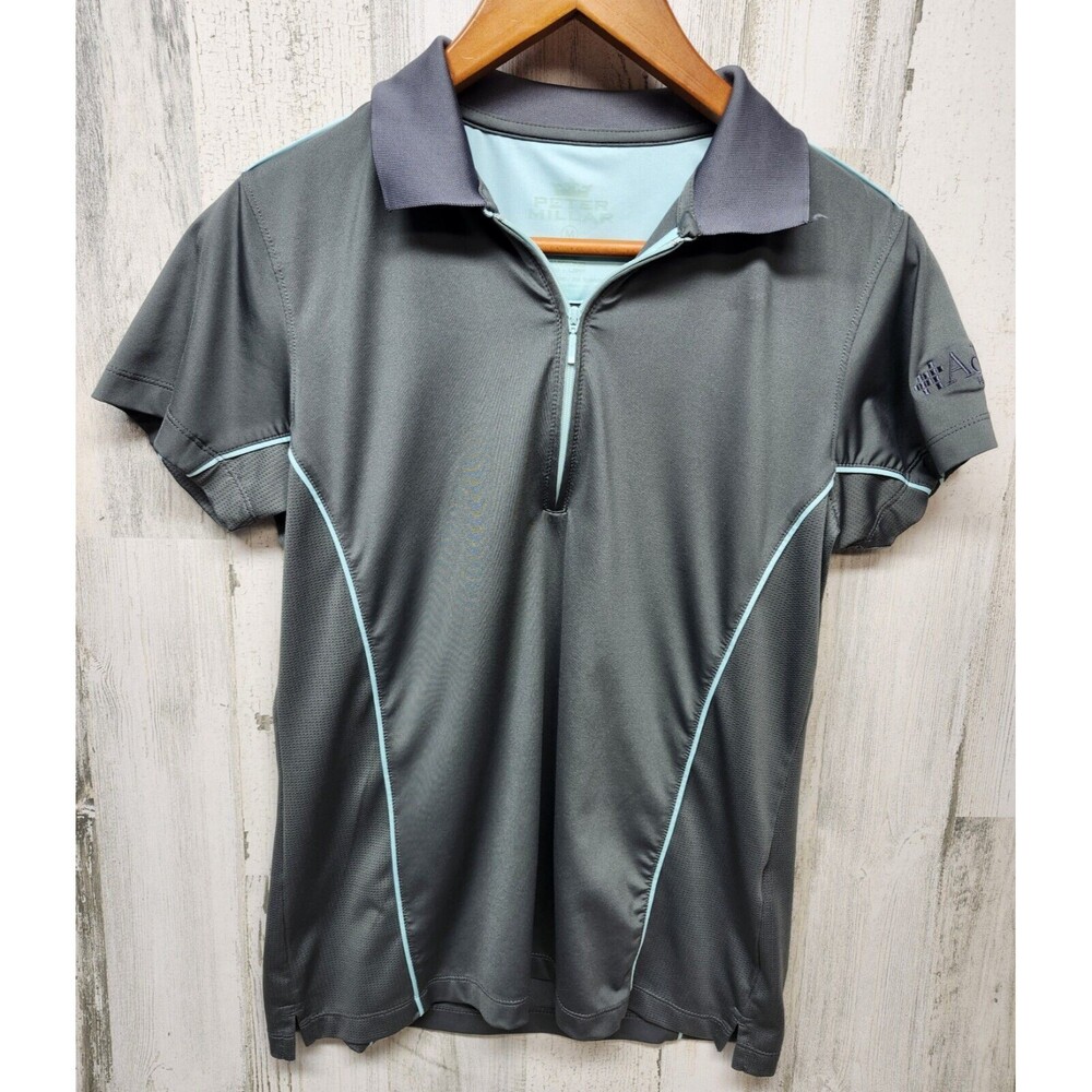 Peter Millar Polo Shirt Women M Gray Golf 50+ UPF Adventist Health System Print